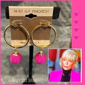 Pink Silk Thread Ball Charms for Hoop Earrings-Boutique